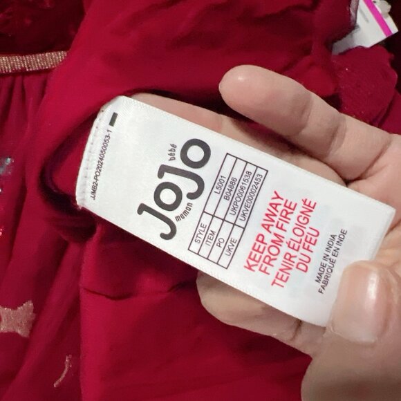 JoJo maman bebe Christmas 🎄Red Cherry Sequin Party Dress Girls 18-24months -NEW - Picture 7 of 7